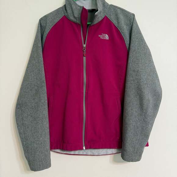 The North Face Windbreaker Womens Large Pink Grey Jacket - Picture 1 of 6